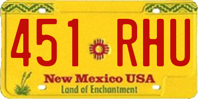 NM license plate 451RHU