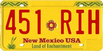 NM license plate 451RIH