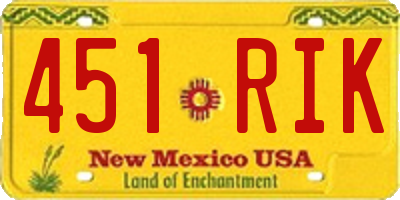 NM license plate 451RIK