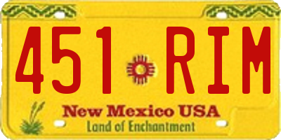 NM license plate 451RIM