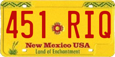 NM license plate 451RIQ
