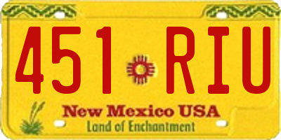 NM license plate 451RIU