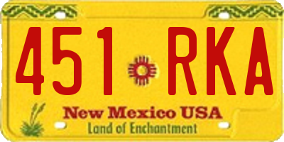 NM license plate 451RKA