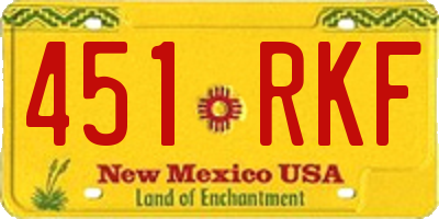 NM license plate 451RKF