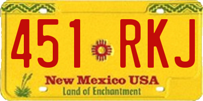 NM license plate 451RKJ