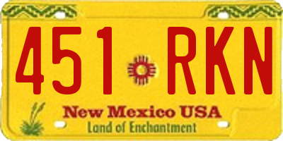 NM license plate 451RKN