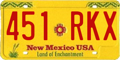 NM license plate 451RKX