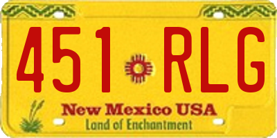 NM license plate 451RLG