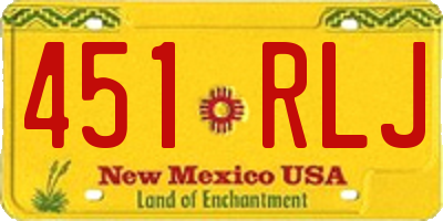 NM license plate 451RLJ