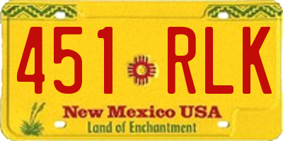 NM license plate 451RLK