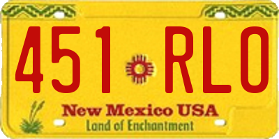 NM license plate 451RLO