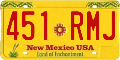 NM license plate 451RMJ