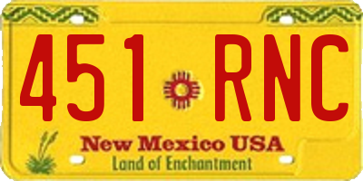 NM license plate 451RNC