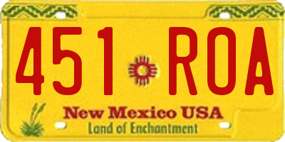NM license plate 451ROA