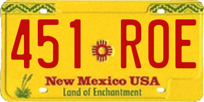 NM license plate 451ROE