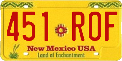 NM license plate 451ROF