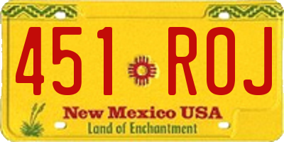 NM license plate 451ROJ