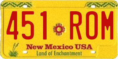 NM license plate 451ROM