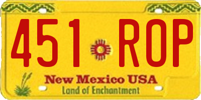 NM license plate 451ROP