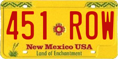 NM license plate 451ROW