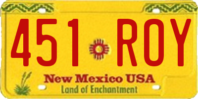 NM license plate 451ROY