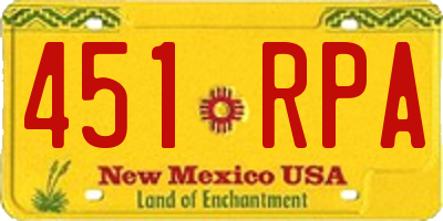 NM license plate 451RPA