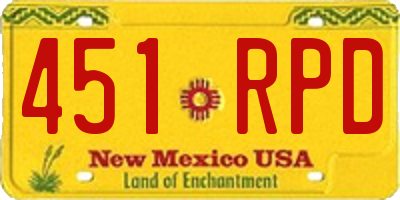 NM license plate 451RPD