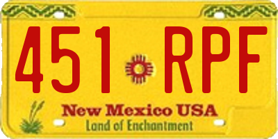 NM license plate 451RPF