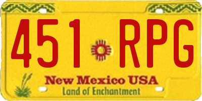 NM license plate 451RPG
