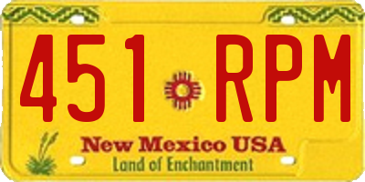 NM license plate 451RPM