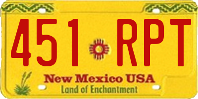 NM license plate 451RPT