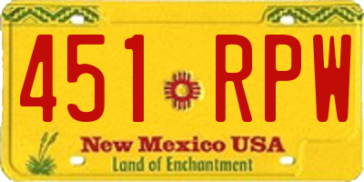 NM license plate 451RPW