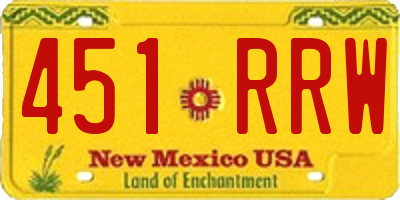 NM license plate 451RRW