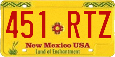 NM license plate 451RTZ