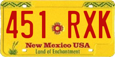 NM license plate 451RXK