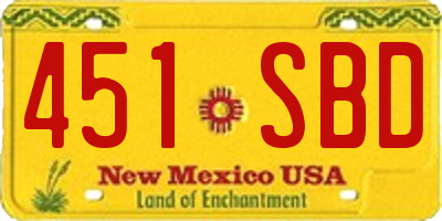 NM license plate 451SBD