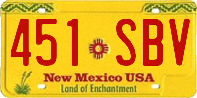 NM license plate 451SBV