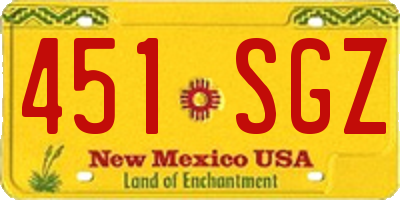 NM license plate 451SGZ