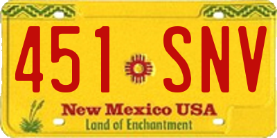 NM license plate 451SNV