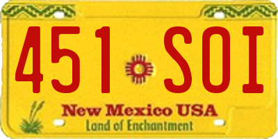 NM license plate 451SOI
