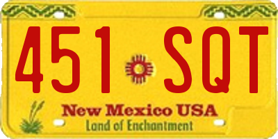 NM license plate 451SQT