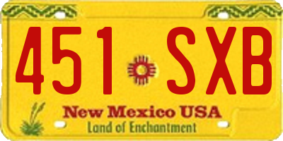 NM license plate 451SXB