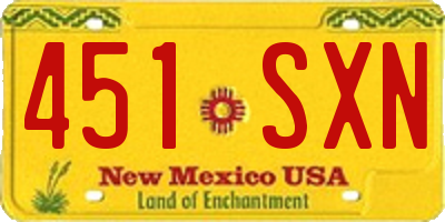 NM license plate 451SXN