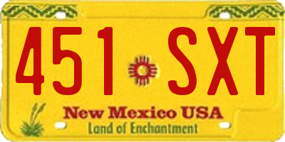 NM license plate 451SXT