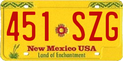 NM license plate 451SZG