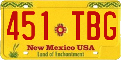 NM license plate 451TBG
