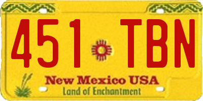 NM license plate 451TBN