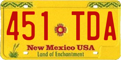 NM license plate 451TDA