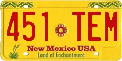 NM license plate 451TEM