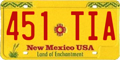 NM license plate 451TIA